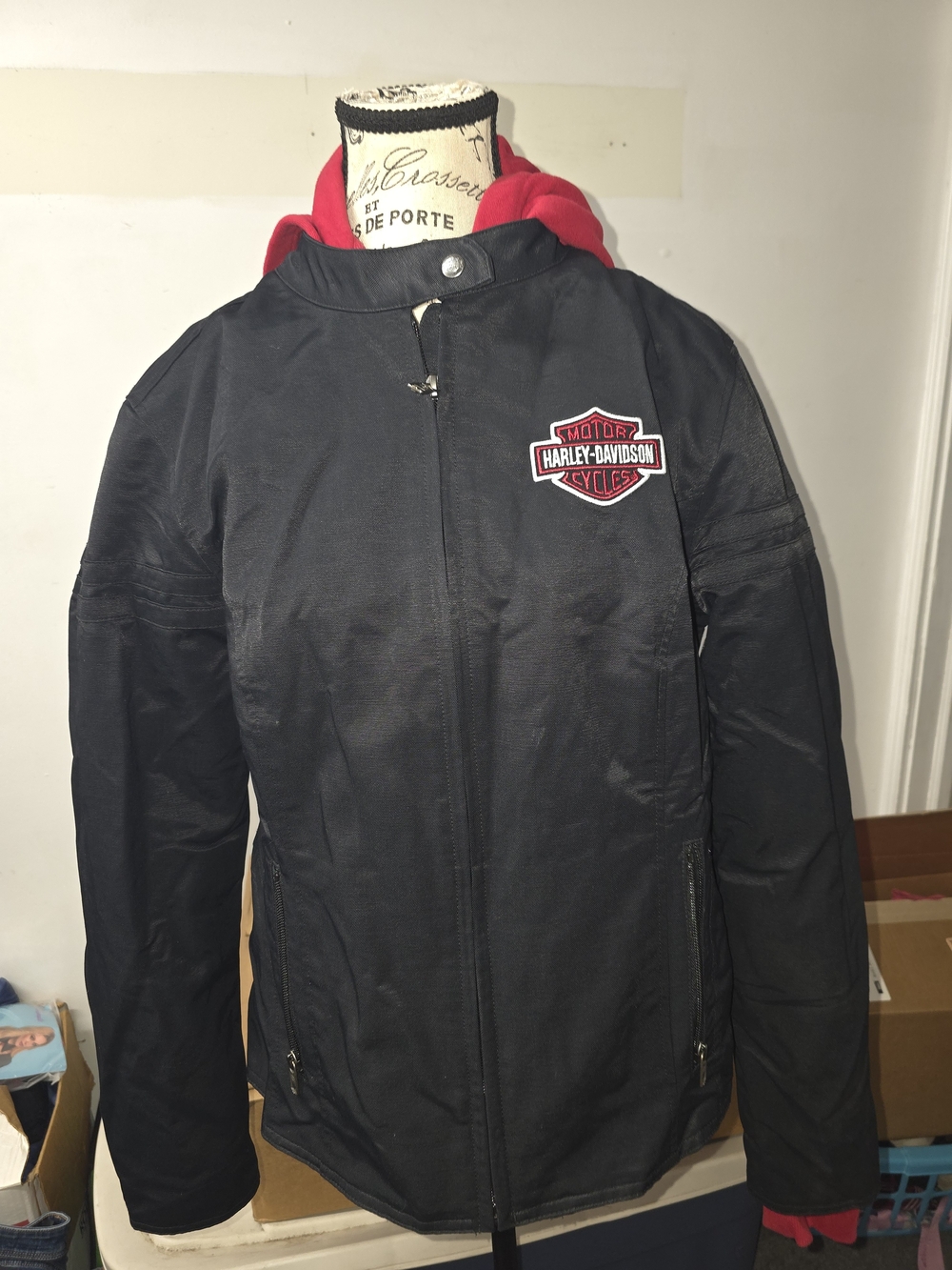 Harley-Davidson Black Jacket with Red Hood Lining
